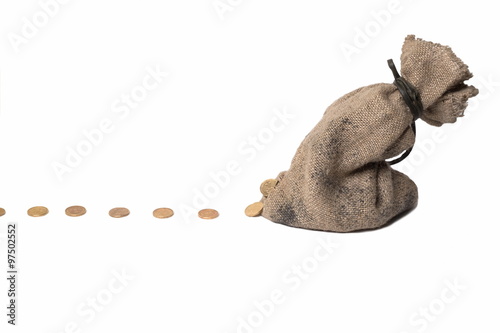 a bag of money and a hole