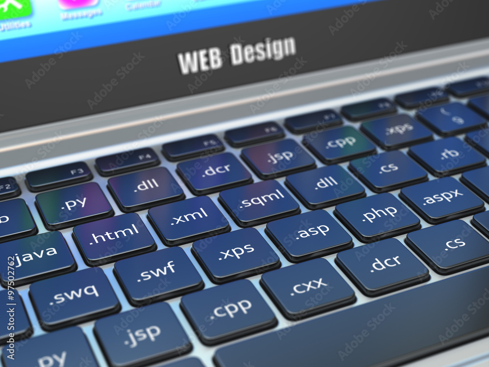 Web design development concept, Programming or SEO termnes on t Web design development concept, Programming or SEO termnes on t