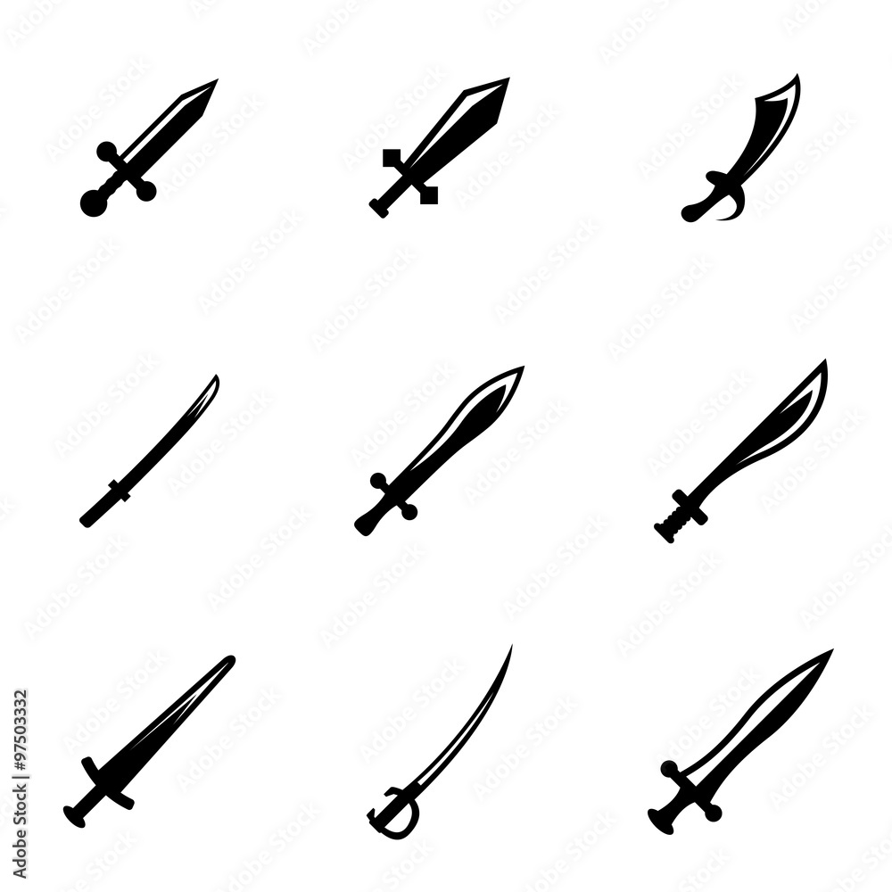 Vector black sword icon set. Sword Icon Object, Sword Icon Picture, Sword Icon Image - stock vector Vector black sword icon set. Sword Icon Object, Sword Icon Picture, Sword Icon Image - stock vector