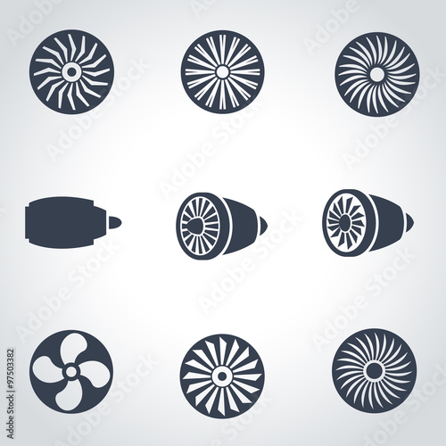 Vector black turbines icon set. Turbines Icon Object, Turbines Icon Picture, Turbines Icon Image - stock vector