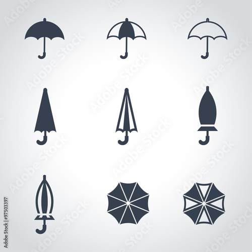 Vector black umbrella icon set. Umbrella Icon Object, Umbrella Icon Picture, Umbrella Icon Image - stock vector