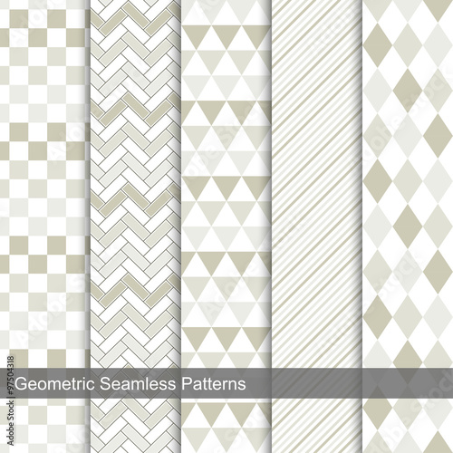 Set of vector geometric seamless patterns.