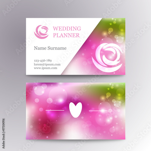 Vector creative feminine business card template mockup with logo flower