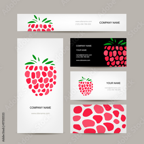 Business cards collection, raspberry design