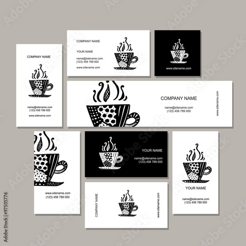 Business cards collection, coffee cup design