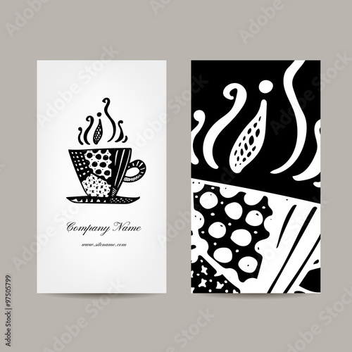 Business card template, coffee cup design