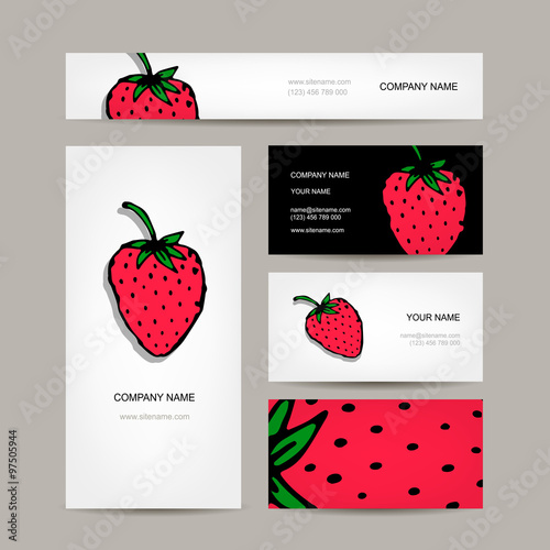 Business cards collection, strawberry design