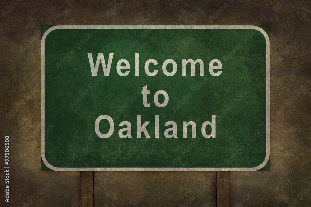Welcome to Oakland roadside sign illustration Welcome to Oakland roadside sign illustration
