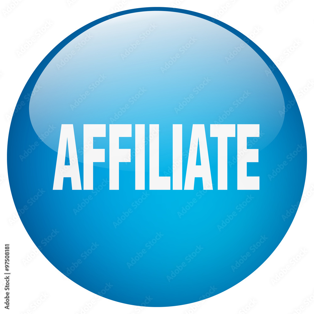 affiliate blue round gel isolated push button affiliate blue round gel isolated push button