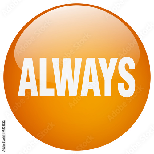 always orange round gel isolated push button