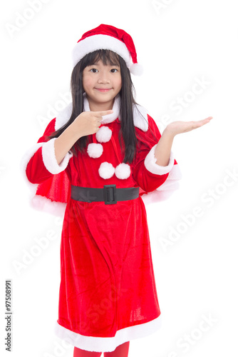 Beautiful asian girl wearing Santa Claus uniform