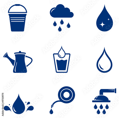 set blue watering icons