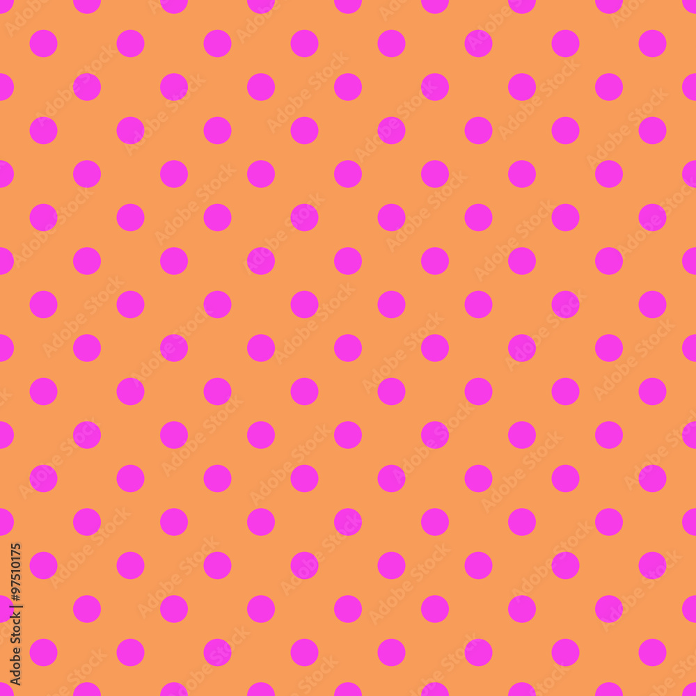 Pink polka dots on orange background
