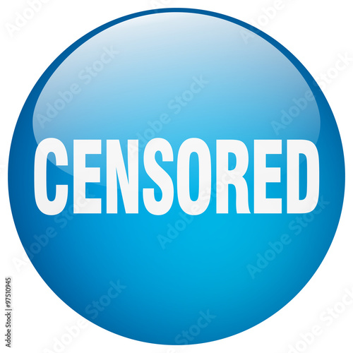 censored blue round gel isolated push button