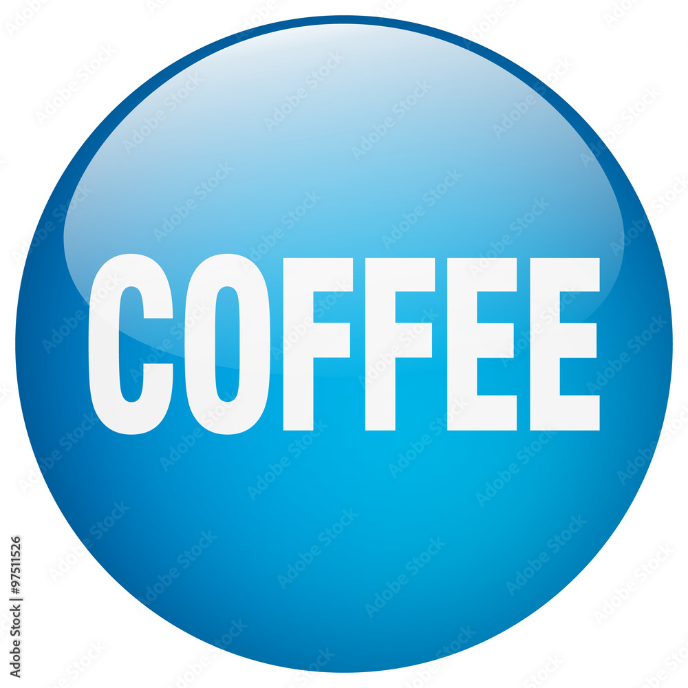 coffee blue round gel isolated push button coffee blue round gel isolated push button