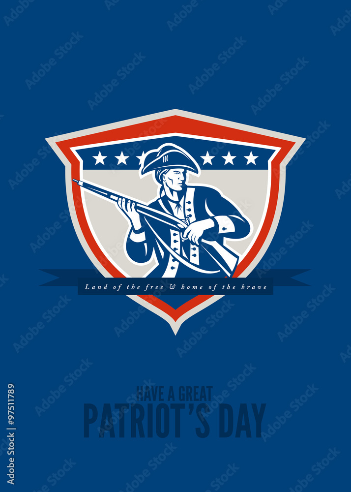 Patriots Day Greeting Card American Patriot Musket Rifle