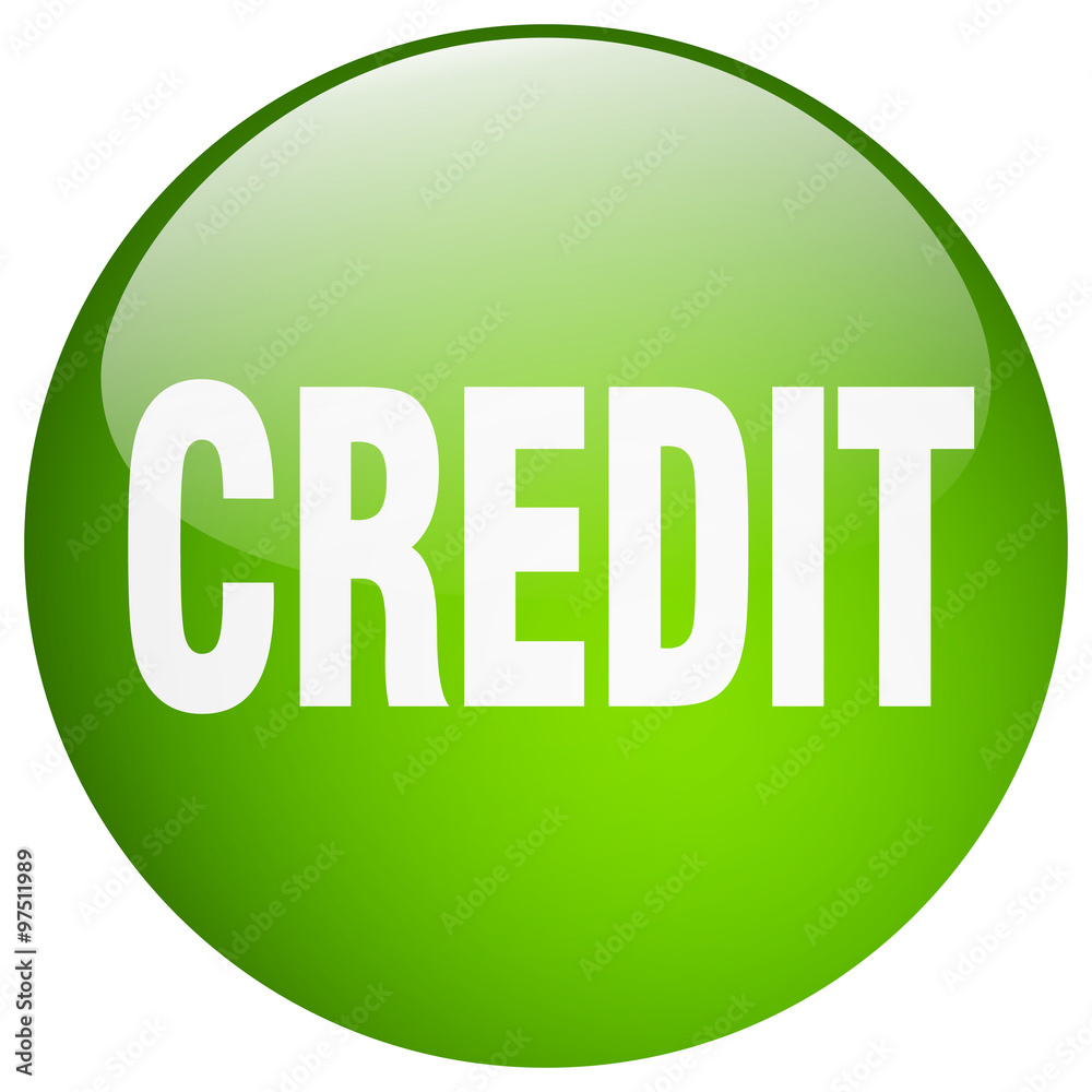 credit green round gel isolated push button credit green round gel isolated push button