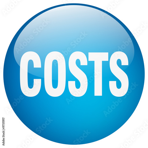 costs blue round gel isolated push button