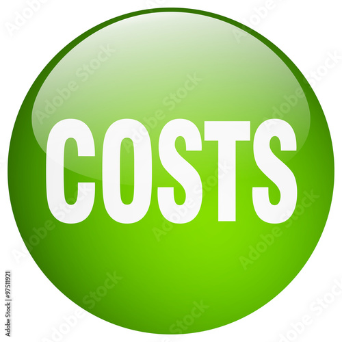 costs green round gel isolated push button