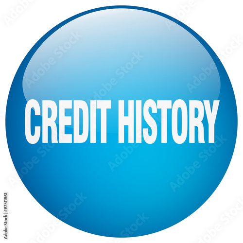 credit history blue round gel isolated push button