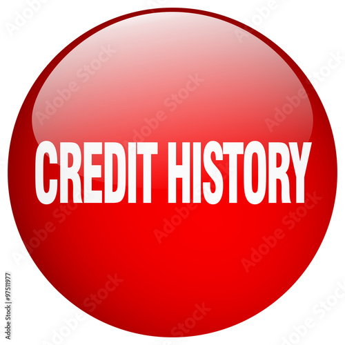 credit history red round gel isolated push button