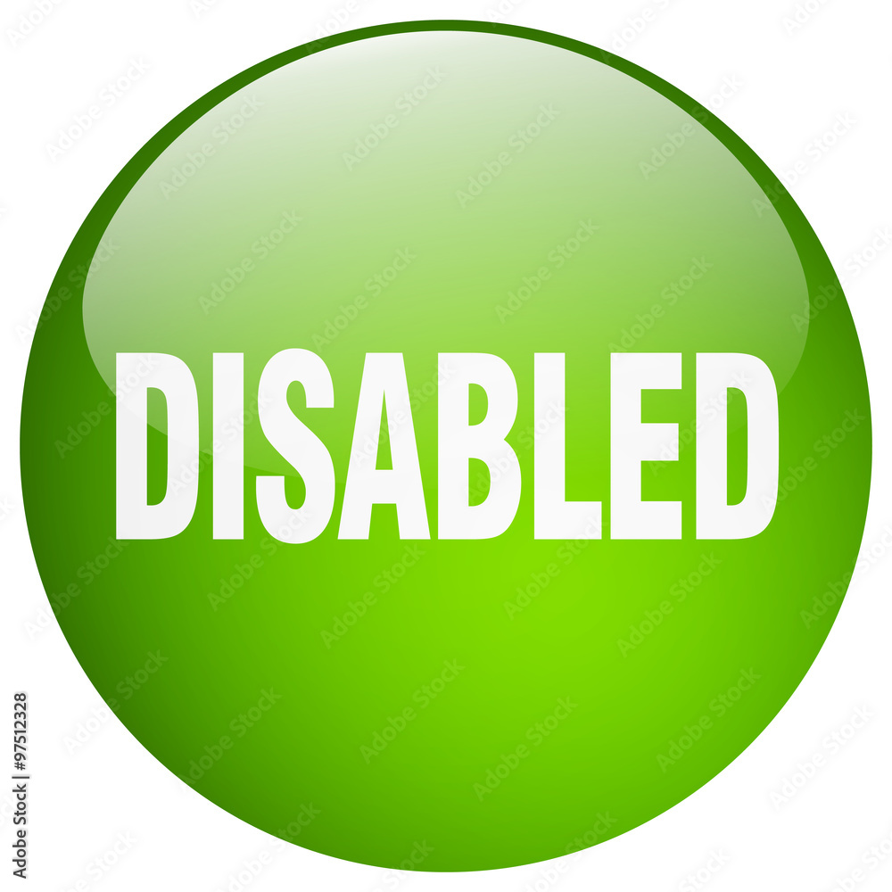 disabled green round gel isolated push button disabled green round gel isolated push button