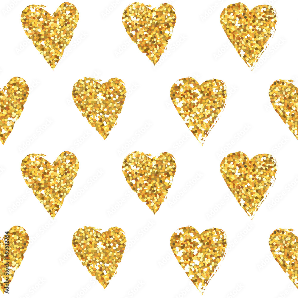 Golden Heart Glitter Background - seamless pattern Stock Vector | Adobe ...