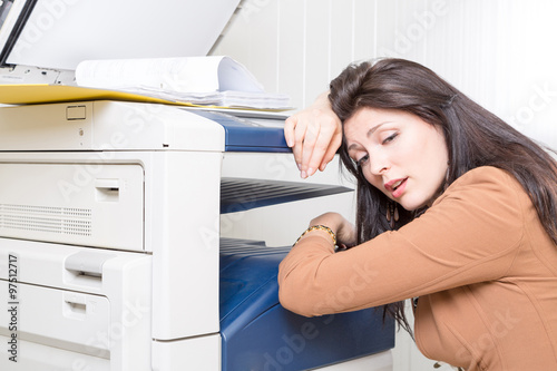 Wallpaper Mural sad unhappy woman in office with copier printer Torontodigital.ca