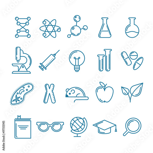 Vector outline icons set and design elements.