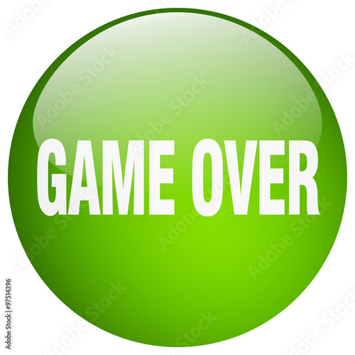 game over green round gel isolated push button
