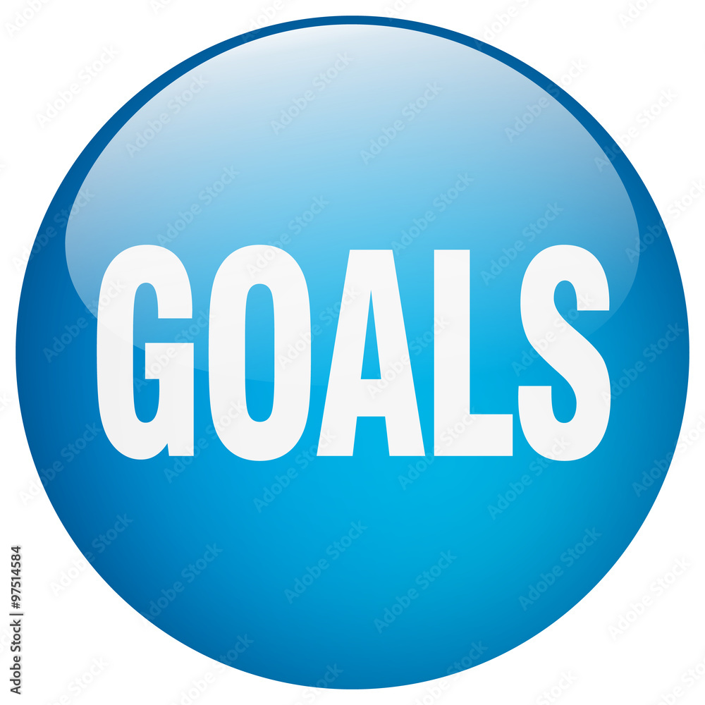goals blue round gel isolated push button goals blue round gel isolated push button