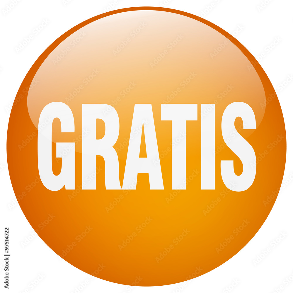 gratis orange round gel isolated push button gratis orange round gel isolated push button