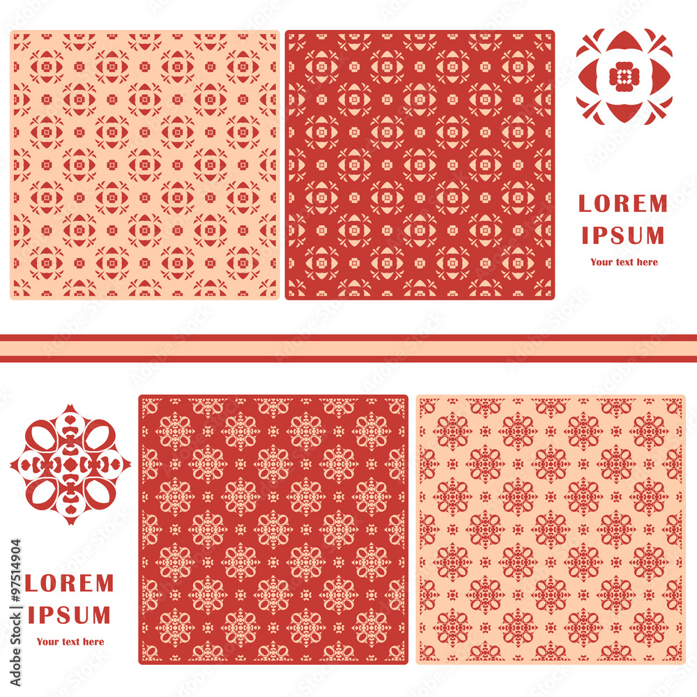 Decorative seamless pattern. Symbol element. Abstract template set of cards. Lace ornament, mandala. Arabic, Islam design elements. Vector illustration Decorative seamless pattern. Symbol element. Abstract template set of cards. Lace ornament, mandala. Arabic, Islam design elements. Vector illustration