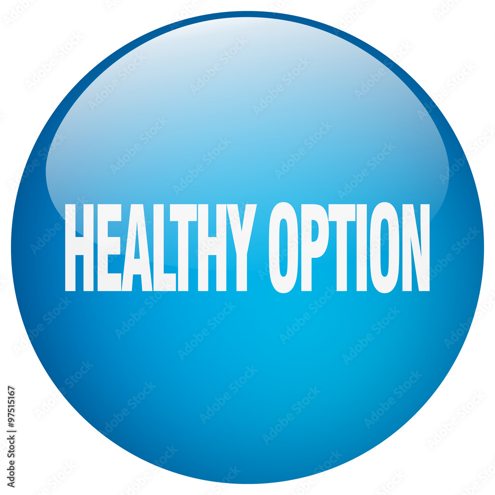 healthy option blue round gel isolated push button healthy option blue round gel isolated push button
