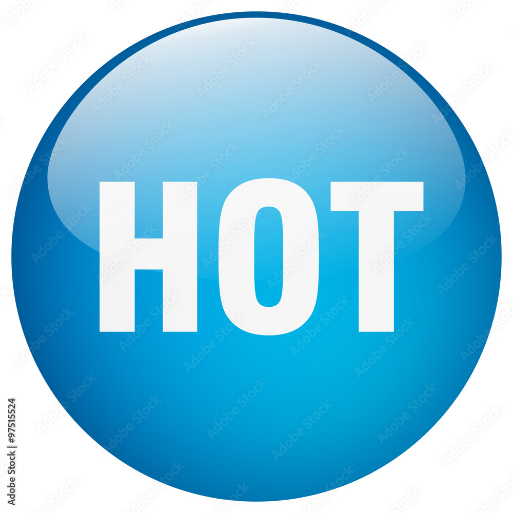 hot blue round gel isolated push button hot blue round gel isolated push button