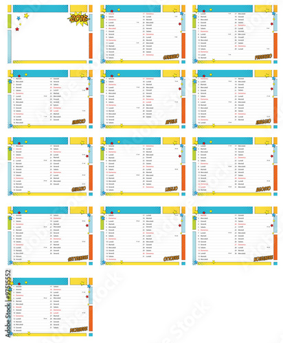 Calendario cartoon layout 2016