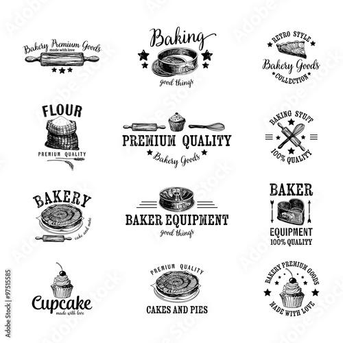 Vector set of bakery logos, labels, badges and design elements. 