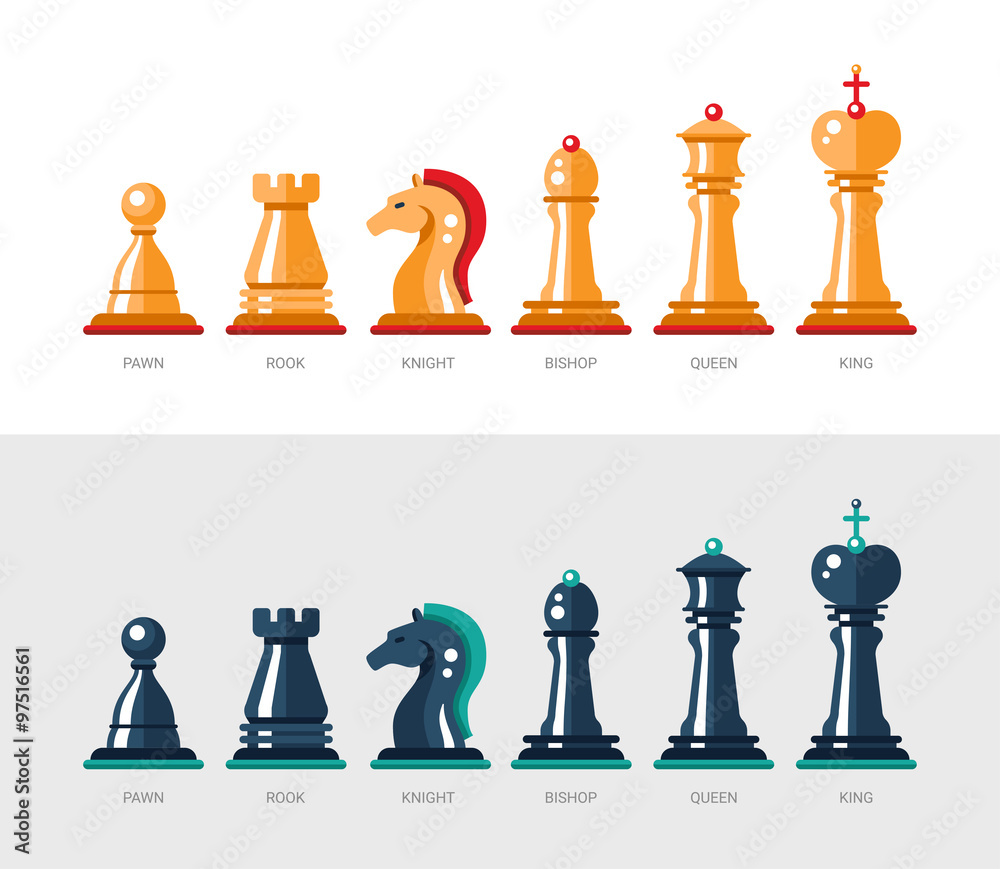 Chess pieces king queen bishop knight rook pawn Vector Image