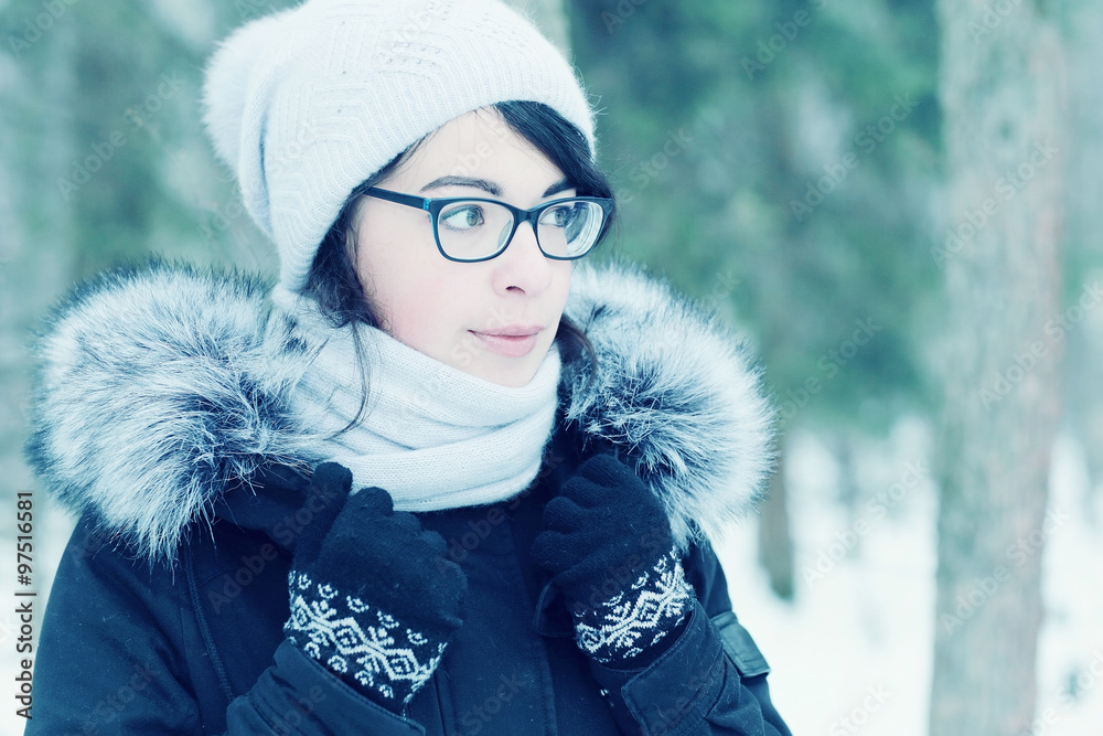 European girl portrait winter outside European girl portrait winter outside