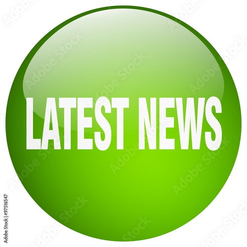latest news green round gel isolated push button