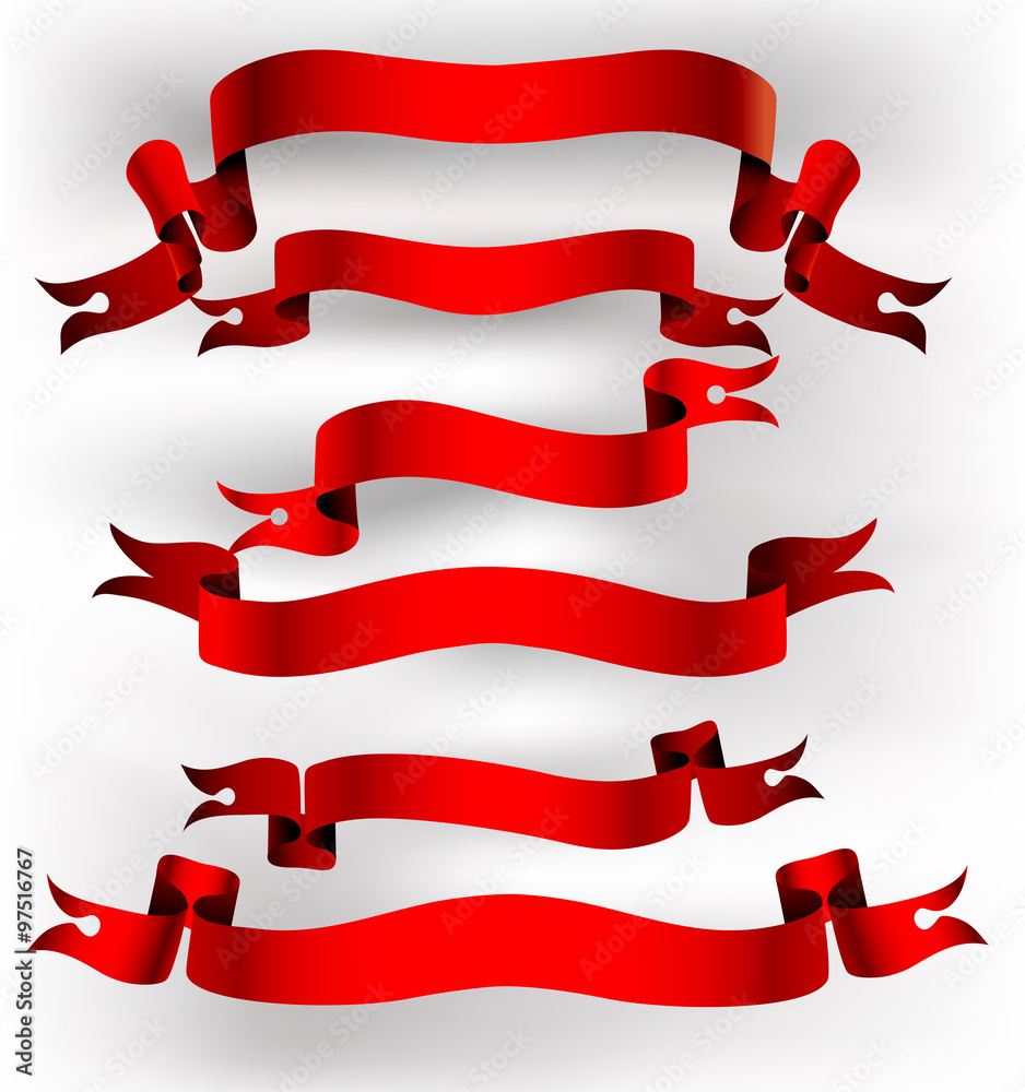Set of red ribbons Set of red ribbons