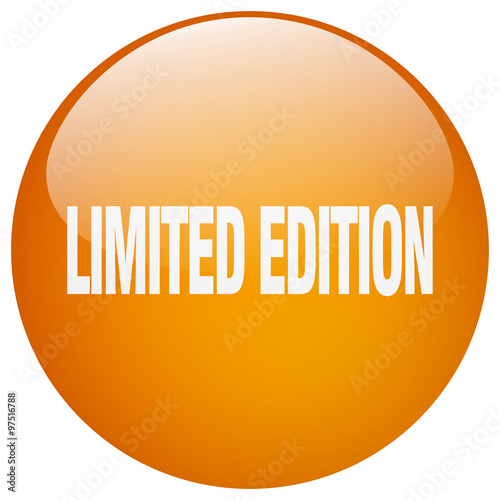 limited edition orange round gel isolated push button