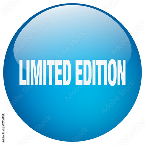 limited edition blue round gel isolated push button