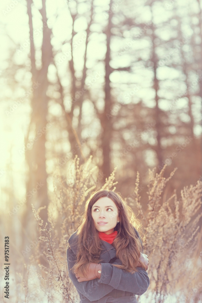 unusual toned portrait of a beautiful young girl in winter unusual toned portrait of a beautiful young girl in winter