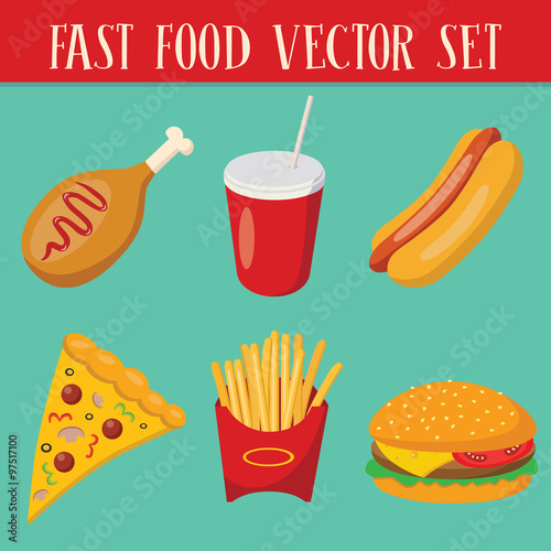 Set of 6 fast food objects