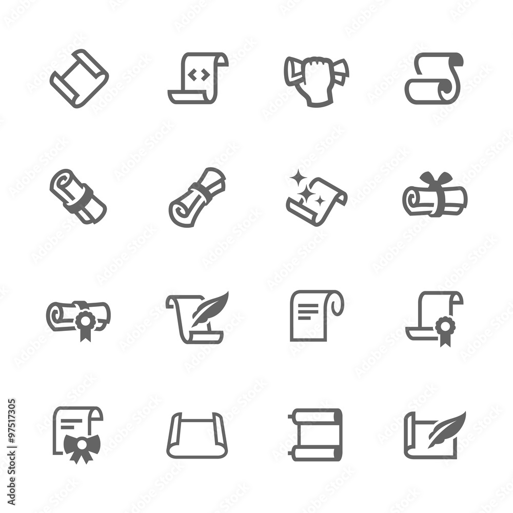 Simple Scrolls and Papers Icons Simple Scrolls and Papers Icons