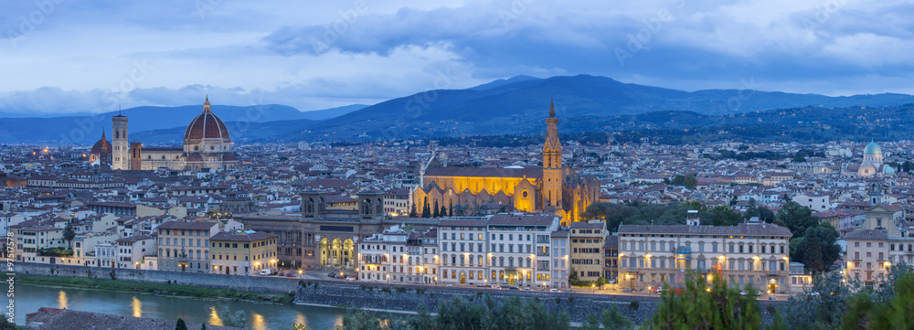 panoramic view to the morning twilight in Florence in Italy
