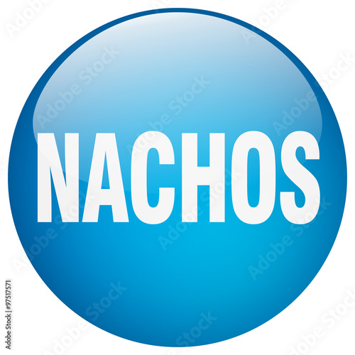 nachos blue round gel isolated push button