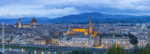 panoramic view to the morning twilight in Florence in Italy