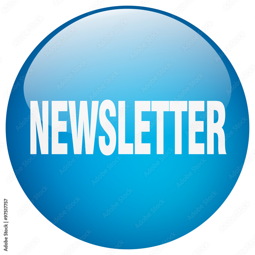 newsletter blue round gel isolated push button newsletter blue round gel isolated push button